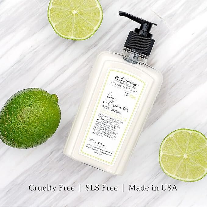C.O. Bigelow Lime Coriander Body Lotion, Village Perfumer Moisturizing Body Lotion with Aloe Vera, Borage Oil & Olive Oil, 10 Fl Oz-Velvo Beauty