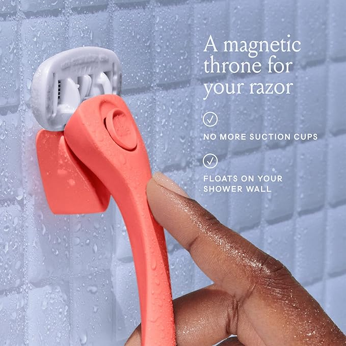 Billie Razors for Women Shave Kit – Women’s Razor + 4 x 5-Blade Razor Refills + Magnetic Holder – Coral-Velvo Beauty