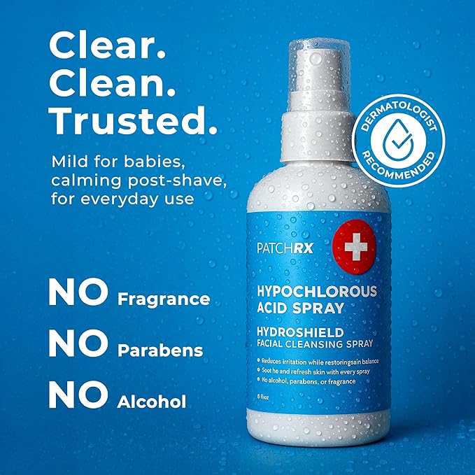 Hypochlorous Acid Spray (8oz, Reduces Acne), Targets Bacteria - HOCL Facial Cleanser Acne Spray for Face, Body, Eczema, Pimples, Breakouts & Overall Skin Recovery (Reduces Redness)-Velvo Beauty