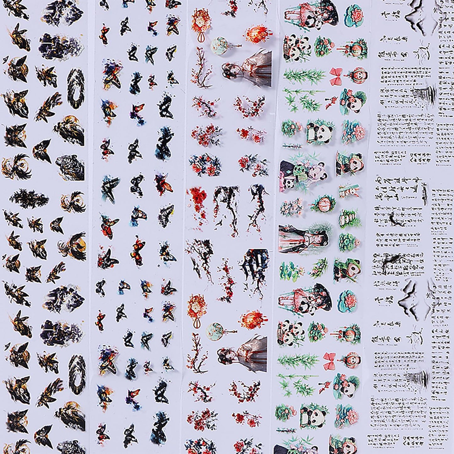 10 Rolls Nail Foils Transfer Nail Art, Chinese Style Nail Foil Transfer Stickers Self Adhesive Nail Art Supplies Decals Cute Panda Manicure Accessories Fall Winter Nail Decorations for Women-Velvo Beauty