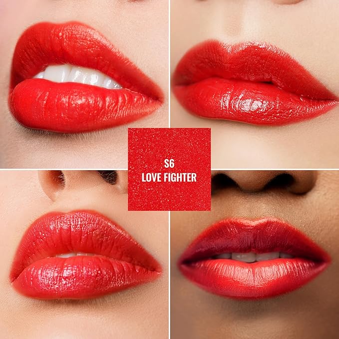 Oulac Moisture Shine Red Lipstick for Women, 2 in 1 Shimmer Lipstick & Lip Balm, Hydrated Juicy and Glossy Lip Color for Dry, Cracked and Chapped Lips, Vegan 2.2g/0.07oz (S06)-Velvo Beauty