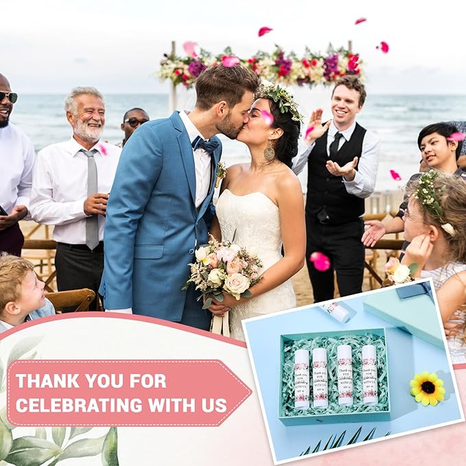 48 Pack SPF 30 Sunscreen Lip Balms Bulk Thank You for Celebrating with Us Sunscreen Care Lip Balm Sticks Wedding Party Favor Baby Bridal Shower Party Supplies Thank You Gifts for Guest-Velvo Beauty