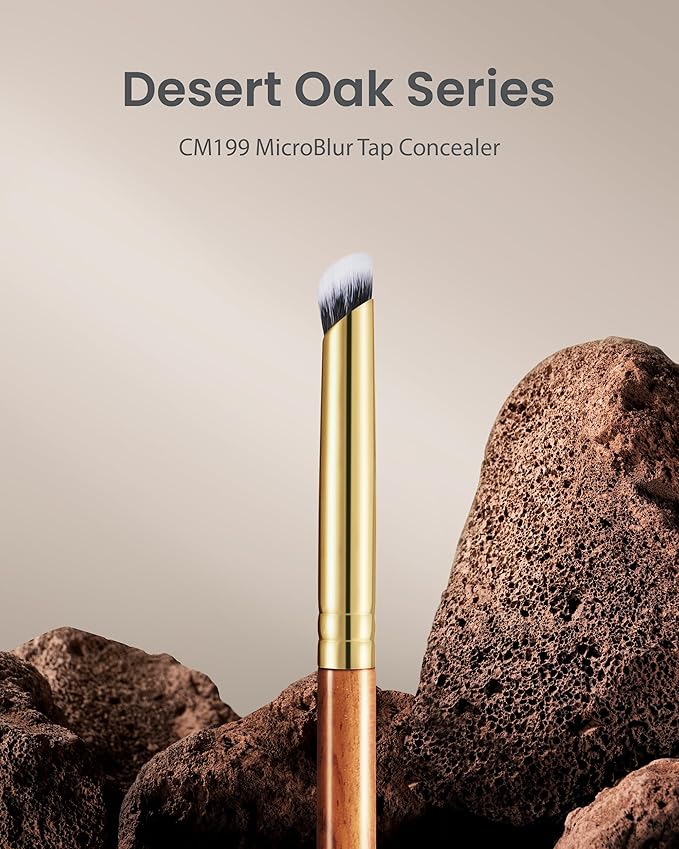 Desert Oak Series MicroBlur Tap Concealer - 6mm Finger-Tip Precision Brush for Tear Troughs & Acne Spots, Vegan Nylon, Bubinga Handle (CM 199)-Velvo Beauty