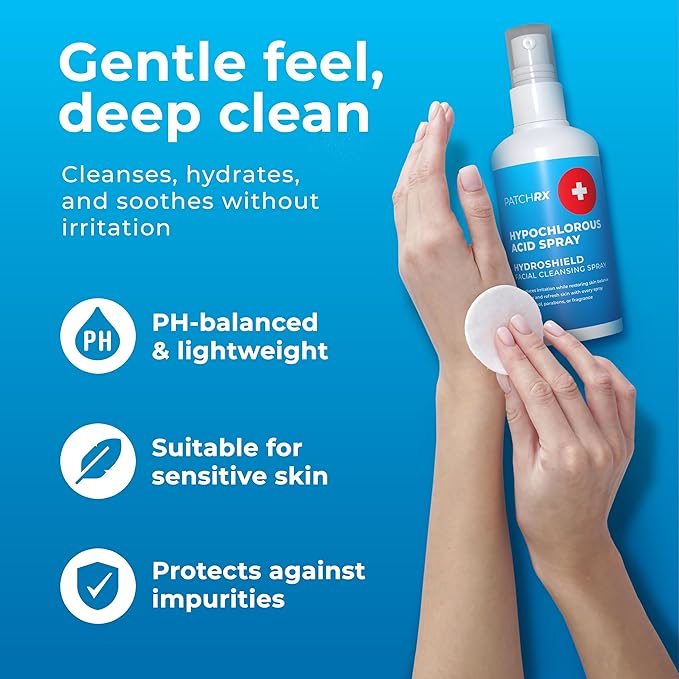 Hypochlorous Acid Spray (8oz, Reduces Acne), Targets Bacteria - HOCL Facial Cleanser Acne Spray for Face, Body, Eczema, Pimples, Breakouts & Overall Skin Recovery (Reduces Redness)-Velvo Beauty
