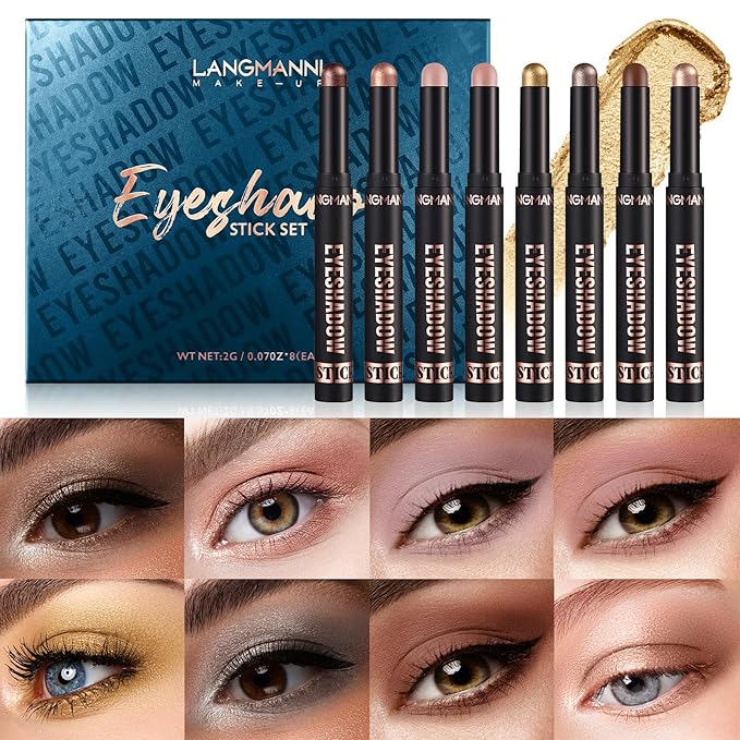 Jolilab Eyeshadow Stick Set, 8 Colors Matte Professional Bright-Colored Contouring and Highlight Eyeshadow Stick, Cream Waterproof Long Lasting High Pigmented Eye Shadow. (8, EYESHADOW B)-Velvo Beauty
