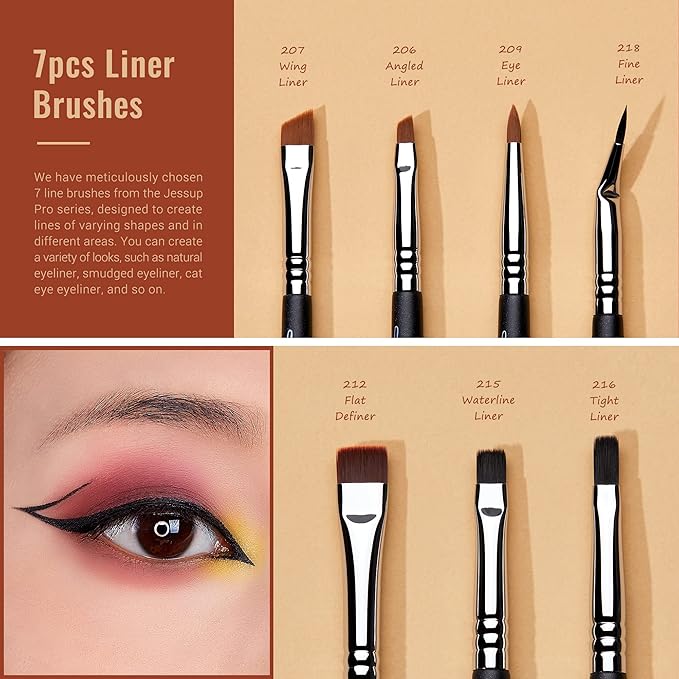 Jessup Eye Makeup Brushes Set Professonal 28pcs Premium Synthetic Eyeshadow Brush Eyeliner Brush Eyebrow Brush Blending Brush for Makeup Black T341-Velvo Beauty