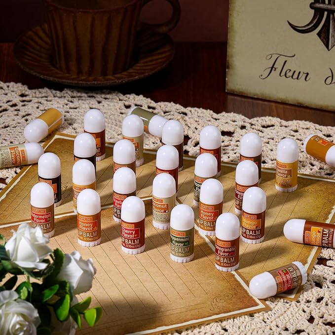 100 Pcs Mini Sunscreen Lip Balms Bulk SPF 30 Lip Balm Sticks Favors with Sunscreen SPF Employee Staff Appreciation Gifts Bulk Team Coworkers Christmas Party Gifts for Travel Beach-Velvo Beauty