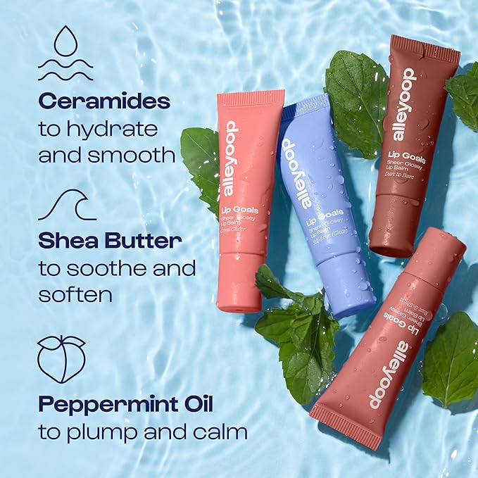 Alleyoop Glossy Lip Balm - Lip Goals, Dare to Bare (Sheer Rosy Brown) - Hydrating & Moisturizing Lip Care for Cracked Lips - Natural Plumping Lip Moisturizer That Smooths, Soothes, & Protects - Vegan-Velvo Beauty