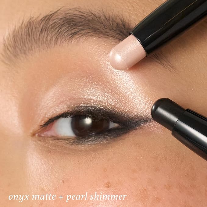 Julep Eyeshadow 101 Crème-to-Powder Waterproof Eyeshadow Stick Duo – Long-Lasting, Crease-Proof, Easy Apply with Built-in Smudger - Pearl Shimmer + Onyx Matte-Velvo Beauty