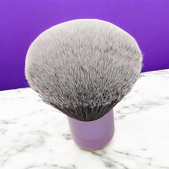 Luxurious and Large Ultra Soft Fluffy Powder Brush, Multipurpose Face, Body, Barber and Beauty Tool, with wooden base Soft Kabuki Brush by BevyGold (Violet)-Velvo Beauty