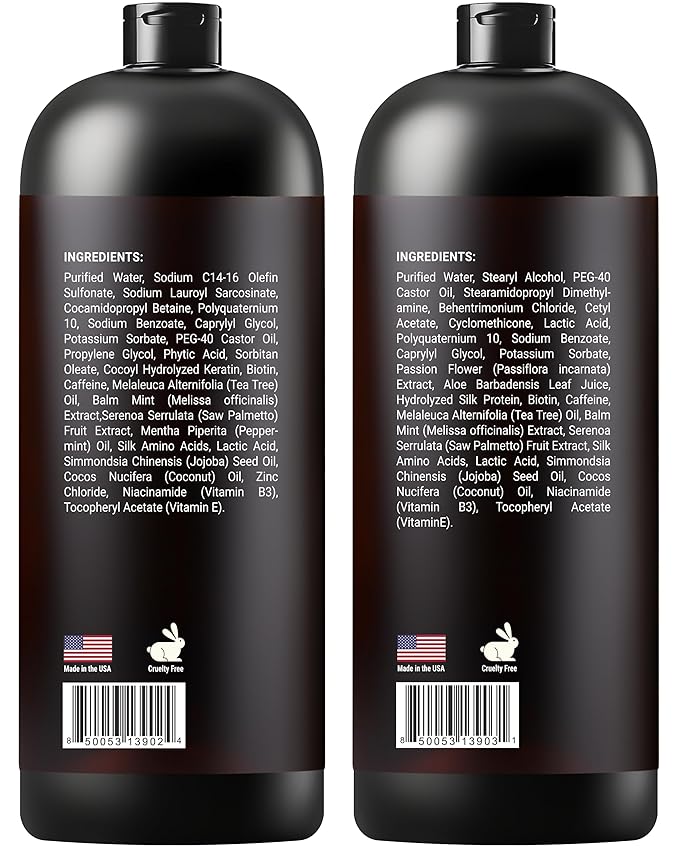 Biotin Shampoo and Conditioner Set with Keratin - Sulfate-Free Advanced Anti-Thinning, Hair Growth Shampoo and Conditioner Combo Repair Formula - with DHT Blockers, for Men & Women - 16 fl oz each-Velvo Beauty