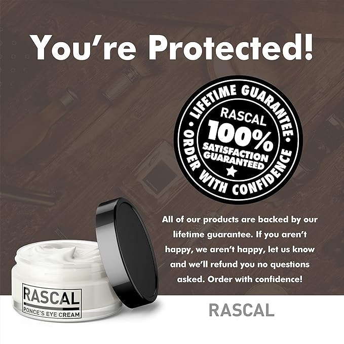 Rascal Ponce's Eye Cream | Under Eye Cream Dark Circle Remover for Men - Made with ginkgo Biloba Leaf Extract Macadamia Seed Oil (Container 0.5 Oz)-Velvo Beauty
