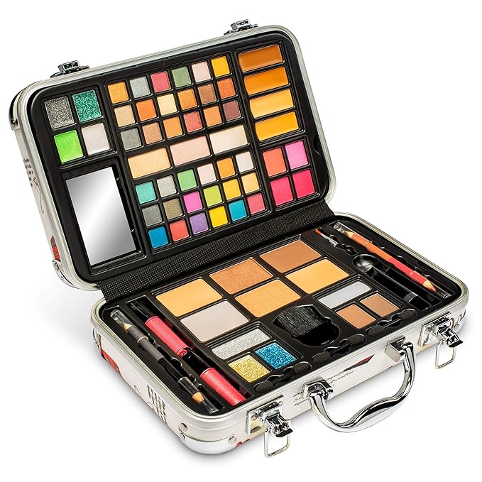 Makeup Kit Gift Set - 41 Eye Shadows, 7 Body Glitters, 1 Lip Liner Pencil, 1 Lipsticks, 4 Blushs, Eye liner pencil, 5 Concealers, 2 Lip Gloss, 5 Bronzers, Mirror-Velvo Beauty