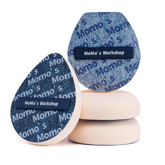 Blue Denim Makeup Sponges,Super Soft Blenders for Liquid Foundation, Dual Design (Egg + Flat Edge), Natural Skin-Like Finish, Makeup Puffs for Blending,Travel Friendly,2pcs for Halloween Themed-Velvo Beauty