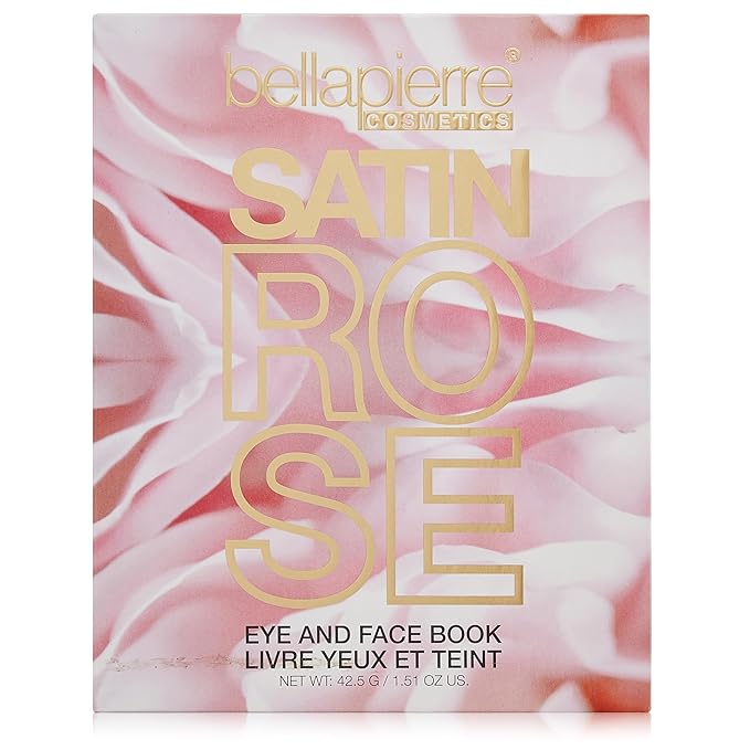 Bellapierre Satin Rose Face & Eye Book Palette | 25 Eyeshadow Shades with Blush, Bronzer, & Highlighter | Non-Toxic & Paraben Free | Vegan & Cruelty-Free-Velvo Beauty