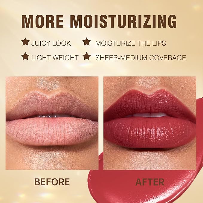 MAKI YIKA Red Lipstick for Women Moisture Hydrate Lipsticks Glossy Dark Lipsticks Sheer Finish Lightweight Tinted Lip Balm, Z09 Lip Morning-Velvo Beauty