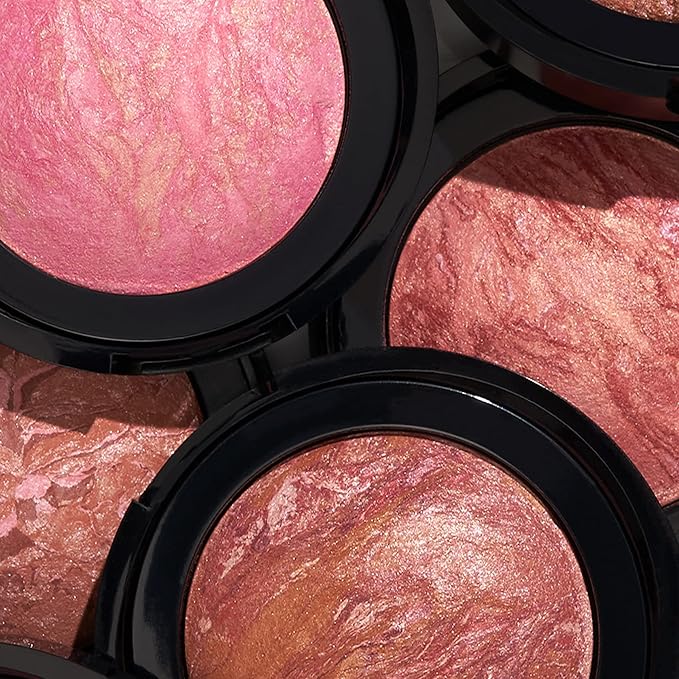 LAURA GELLER NEW YORK Baked Blush-n-Brighten Marbleized Blush + Angled Brush (02 Pink Buttercream, 47mm)-Velvo Beauty