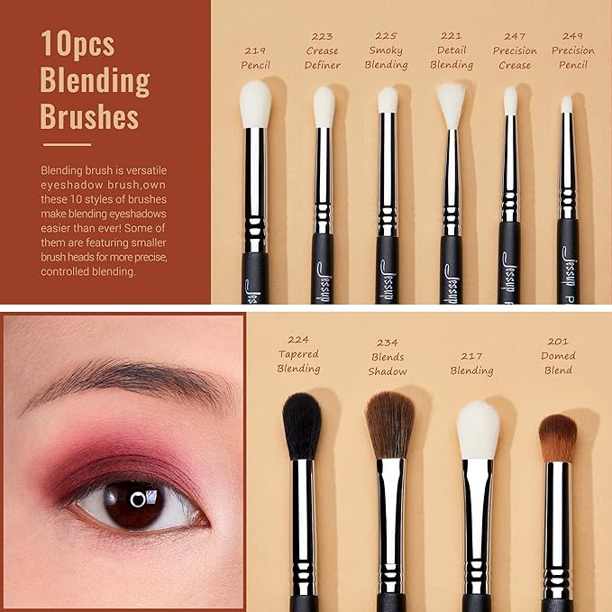 Jessup Eye Makeup Brushes Set Professonal 28pcs Premium Synthetic Eyeshadow Brush Eyeliner Brush Eyebrow Brush Blending Brush for Makeup Black T341-Velvo Beauty