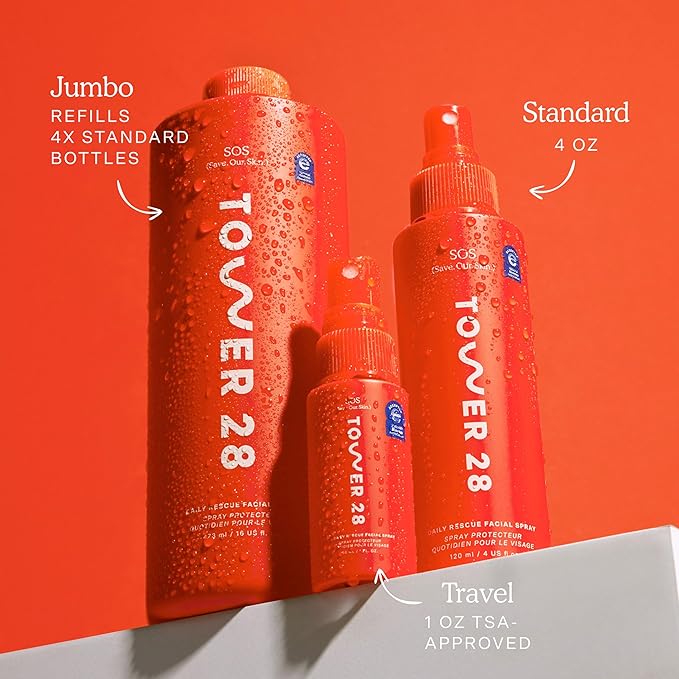 Tower 28 Beauty SOS Daily Rescue Facial Spray Jumbo Refill 16 oz / 480 mL-Velvo Beauty