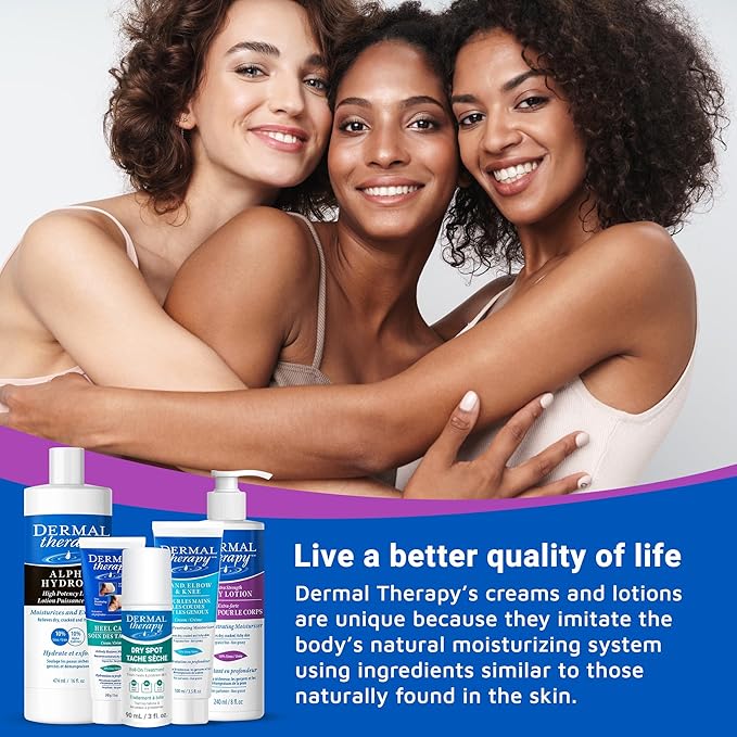 Dermal Therapy Extra Strength 5% AHA 10% Urea Body Lotion - Healing for Extremely Dry, Cracked Skin - Fragrance-Free - Sensitive Skin, Diabetes & Medication-Induced Dryness - 8 fl oz / 240 ml-Velvo Beauty
