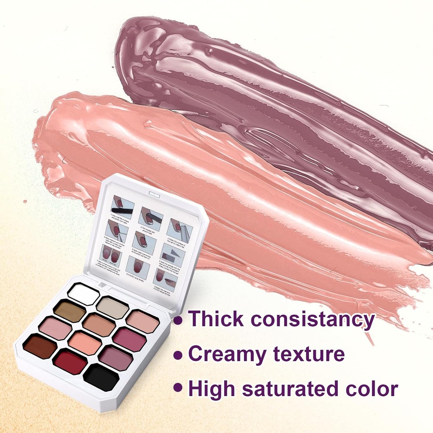 Gradient Painting Gel, 12 Colors Ombre Nail Polish for Pigmented Pat Painting Gel French Manicure No-wipe Soak of UV DIY Art Home Salon Palette Palette Velvet Sonnet-Velvo Beauty