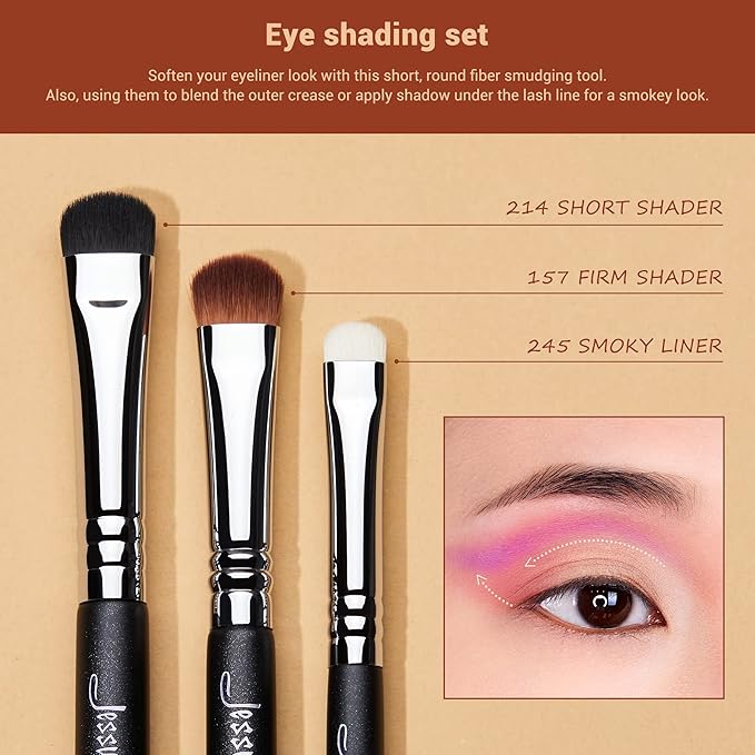 Jessup Eyeshadow Brush Set 12pcs Eye Makeup Brushes Set Professional Premium Sythetic Eye Shadow Blending Smoky Shader Concealer Brush Black T339-Velvo Beauty
