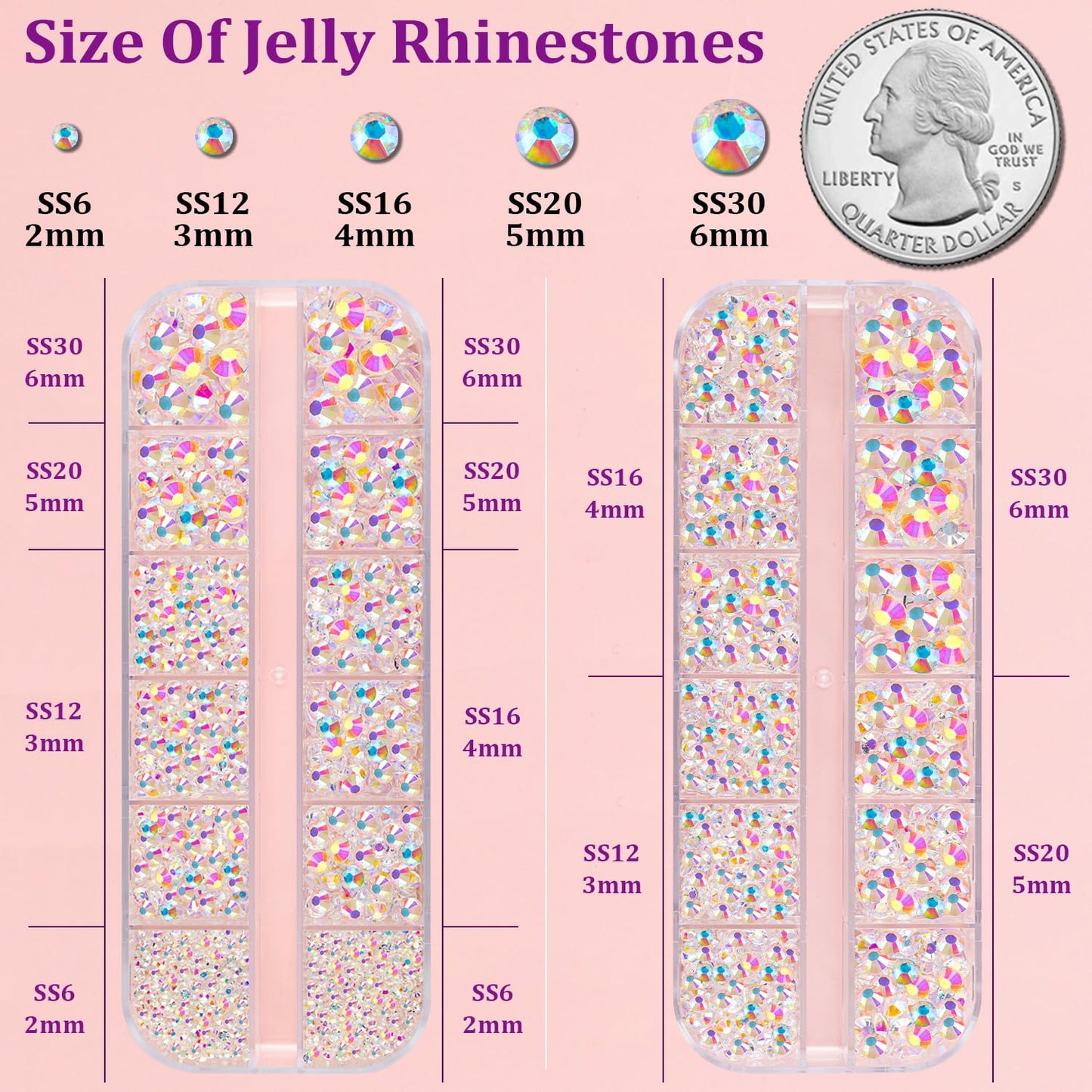 Resin Jelly Rhinestones for Crafting with B7000 Jewelry Glue, 2 Boxes Transparent AB Flatback Crystals with 3Pcs 10ml Glue, Bedazzling Non Hotfix Gems for DIY Tumblers Clothing Shoes Manicure-Velvo Beauty