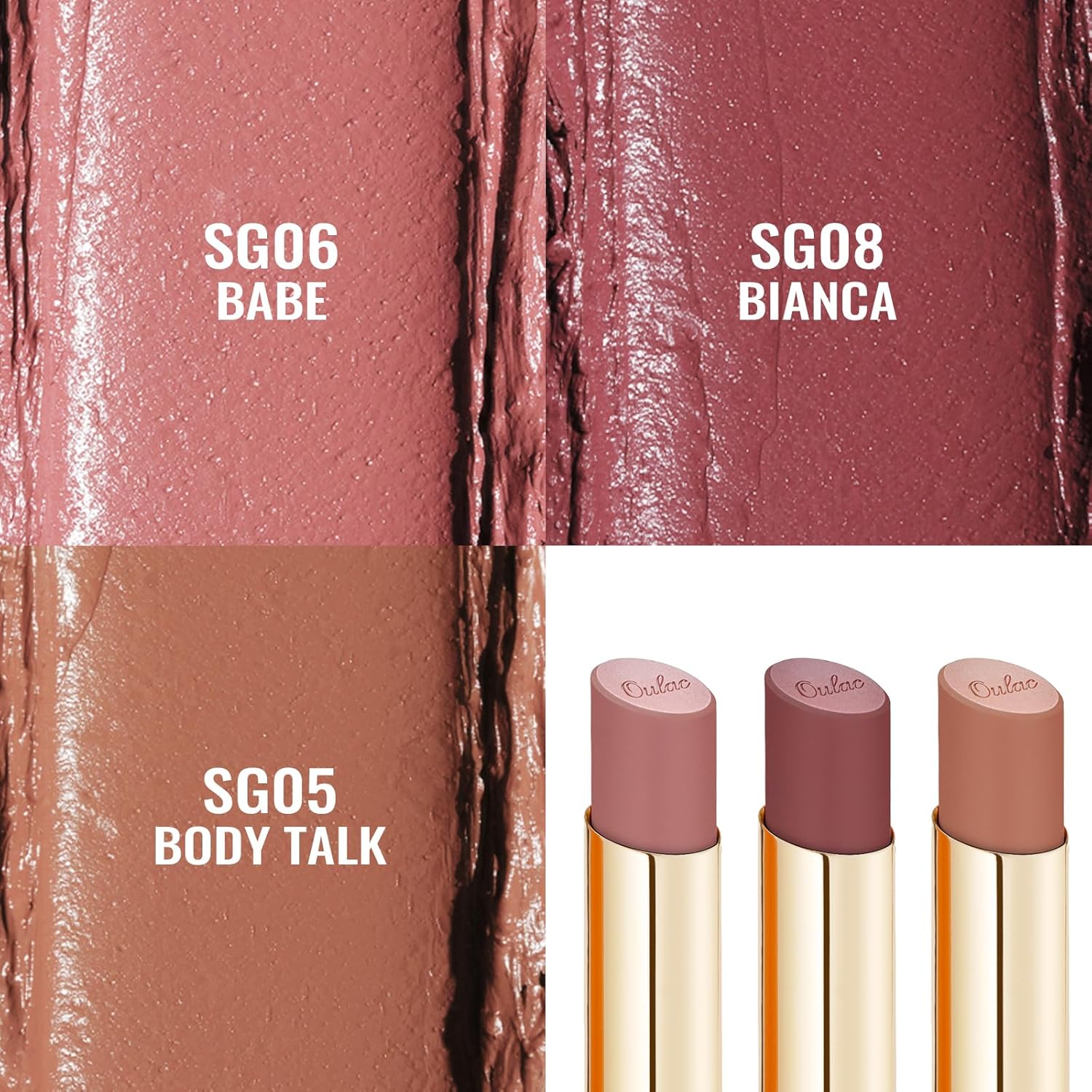 Oulac Hydrating Lipstick Set For Women Plum Brown Lipsticks High Impact Lipcolor Tinted Lip Balm, Nourishing, Satin Finish, Moisturizing Creamy Formula, Vegan Gluten Free 05+06+08(SET 2)-Velvo Beauty
