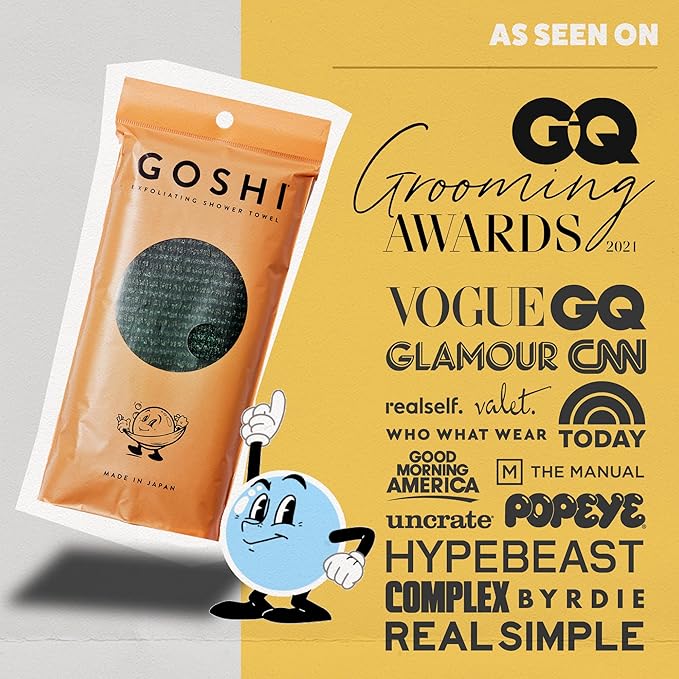 GOSHI Exfoliating Shower Towel - Rip-Resistant Exfoliating Washcloth for All Skin Types - Moss Green - Made in Japan-Velvo Beauty