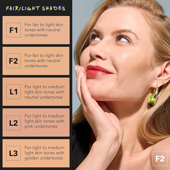 COVER FX Power Play Foundation - Shade F2 - Buildable Full Coverage - Waterproof Sweat-Proof Transfer-Proof - Natural Matte Finish - All Skin Types-Velvo Beauty