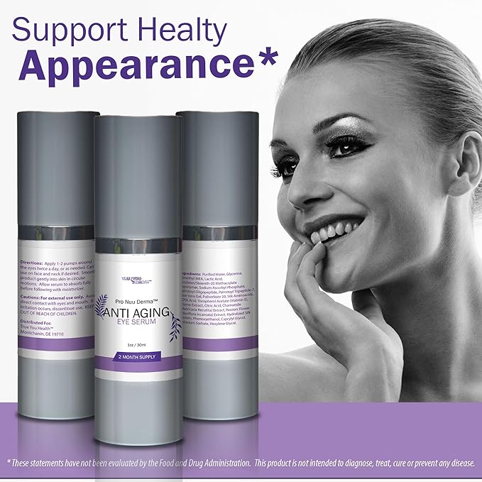 Pro Nuu Derma Serum - 2 Month Supply Anti Aging Serum - Our Best Eye Serum - Improve Dark Circles & Wrinkles with Anti Aging Vitamin C Anti Wrinkle Serum - Anti Aging Eye Serum to Aid Skin Stem Cells-Velvo Beauty