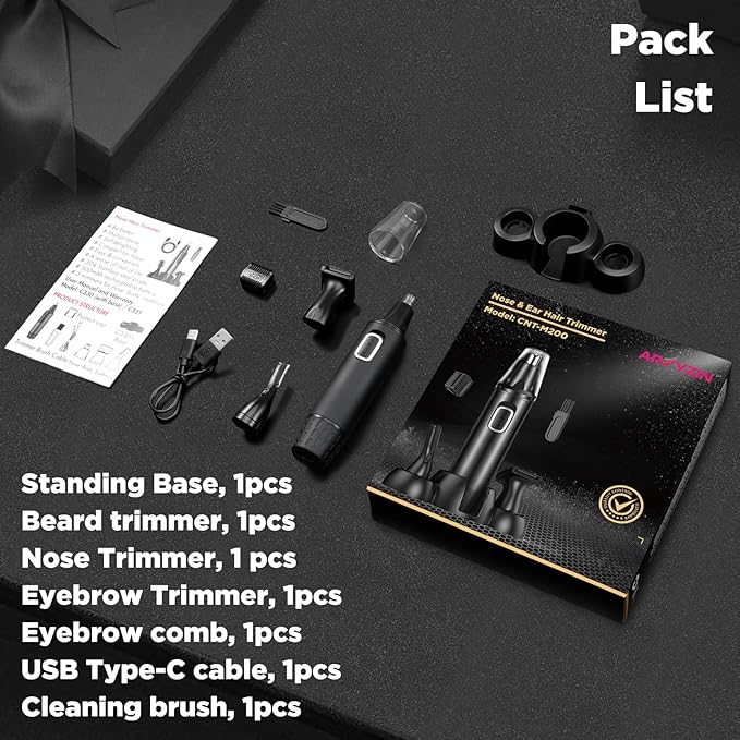 AREYZIN Nose Hair Trimmer 3-in-1 Versatile Rechargeable Ear and Nose Trimmer for Men&Women Painless Electric Shaver Grooming Kit for Ear Beard Facial Pubic Hair Wet Dry Use-Velvo Beauty