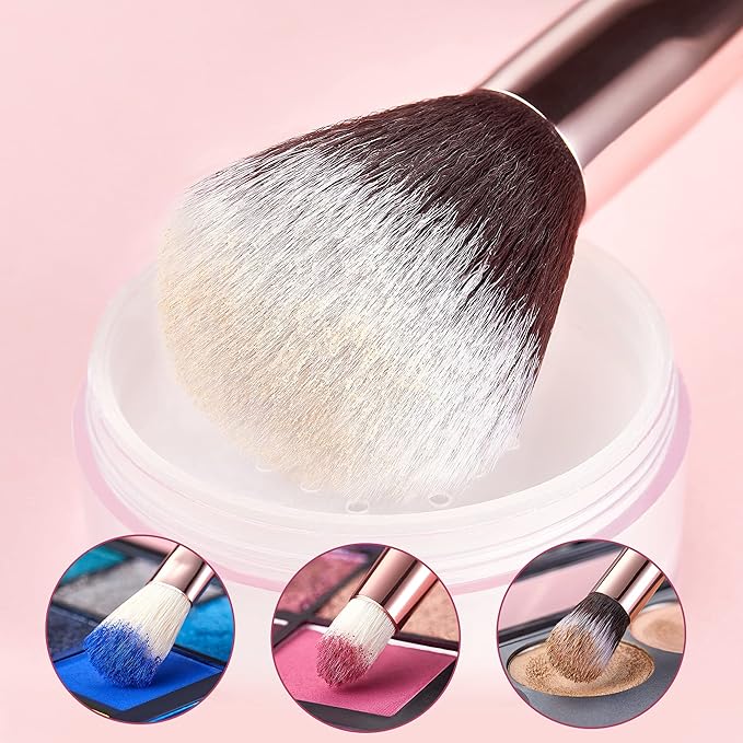 Jessup Makeup Brushes, Labeled Makeup Brush Set Premium Synthetic and Natural Hair Foundation Powder Concealer Eyeshadow Blending 15pcs Brush Kit, Rose Gold/Black T160-Velvo Beauty