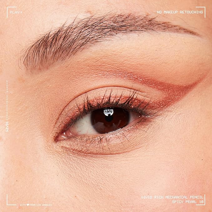 NYX PROFESSIONAL MAKEUP Mechanical Eye Pencil, Vivid Rich Mechanical, Creamy Retractable Eyeliner - Spicy Pearl, Bronze Eyeliner-Velvo Beauty