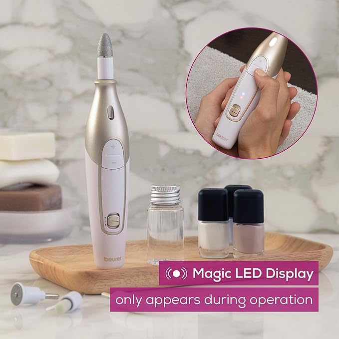 Beurer MP64 Nail Drill Kit, Cordless Electric Nail File with 10 Attachments and LED Light, Electric Manicure Set with Adjustable Speed, E-File for Manicure and Pedicure, with Storage Case-Velvo Beauty