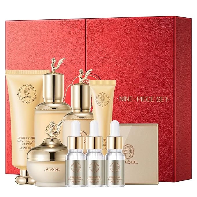 Condensing Beauty Nine-Pieces Skin Care Set kit Women Beauty Gift with Cleanser, Toner, Serum, Lotion, Eye Cream, Face Cream, BB Cream for Birthday, Christmas Day and Valentine's Day-Velvo Beauty