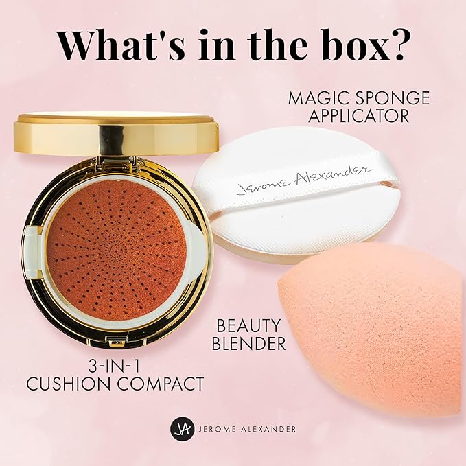 MagicMinerals AirCushion Foundation & Liquid Silk Primer by Jerome Alexander, Makeup with Skincare Active Ingredients, Full Buildable Coverage (Dark)-Velvo Beauty