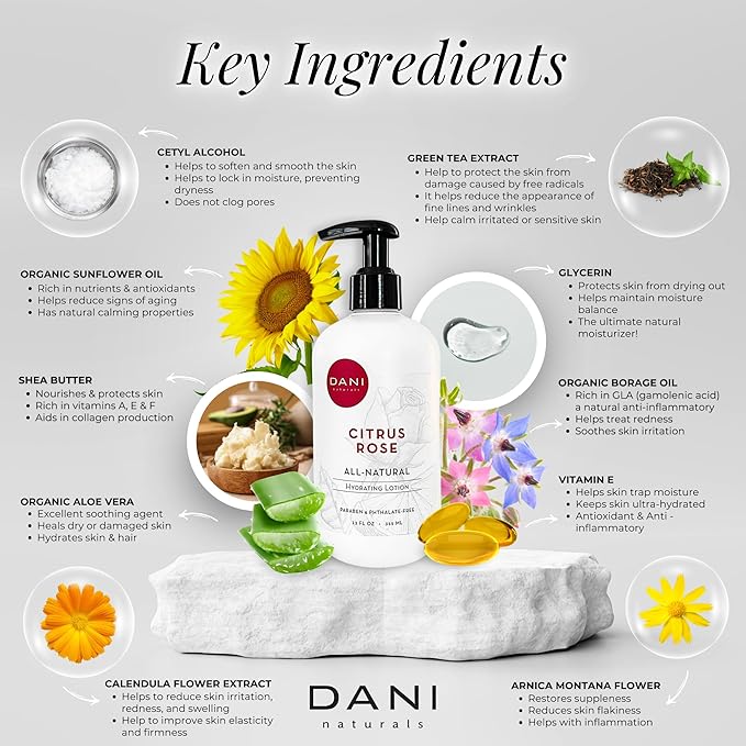 Naturals Hand & Body Lotion - Citrus Rose Scented, Deep Hydration Lotion for Dry Skin, With Shea Butter & Aloe Vera, Natural & Organic Ingredients, Paraben-Free, 12 Oz-Velvo Beauty