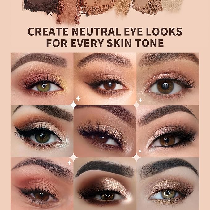 docolor Neutral Eyeshadow Palette 9 Colors Nude Brown Eyeshadow Palette Eye Shadow Palette Makeup Palettes with Velvety and Silky Finishes Highly Pigmented Mattes Shimmers Glitter Eye Makeup Palettes-Velvo Beauty