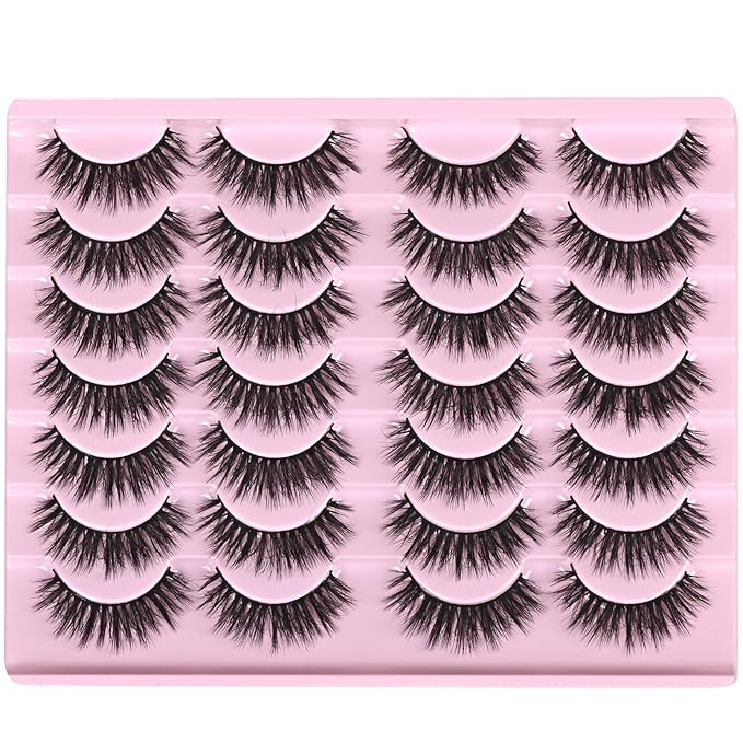 FARRED Lashes Natural Look Short Cat Eye Natural Lashes Fluffy Wispy False Eyelashes 14 Pairs Faux Mink Strip Eye Lashes Pack for Daily Makeup (F7 | 6-15mm)-Velvo Beauty