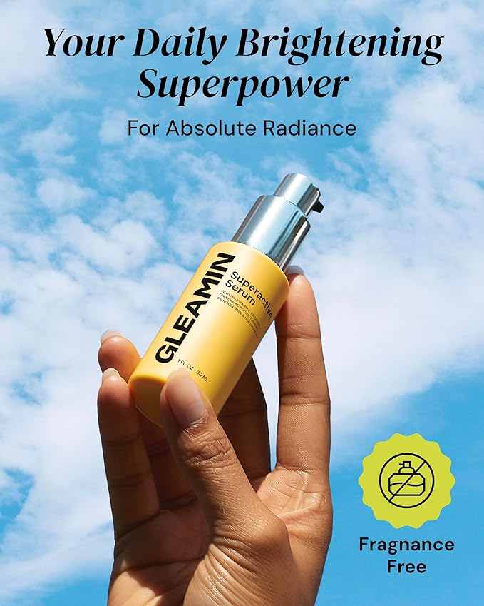 Gleamin Superactive Vitamin C Serum for Face with 15% Vitamin C, Niacinamide, Bakuchiol & Hyaluronic Acid – Skin Brightening Facial Serum for Women & Men – Dark Spot Remover & Radiant Glow – 1 fl oz-Velvo Beauty