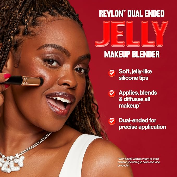 Revlon Dual Ended Jelly Makeup Blender Tool, Silicone Makeup Applicator for Blush, Bronzer, Concealer, Contour, Eyes, and Lips, 1 count-Velvo Beauty