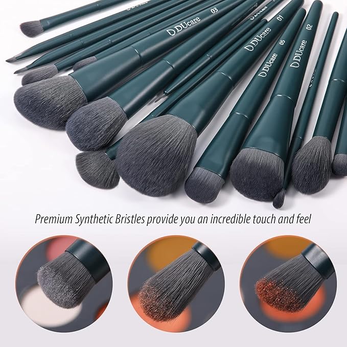 DUcare 17Pcs Professional Makeup Brush Set Complete Kit with Brush Cleaning Mat and Makeup Sponge, Ideal for Foundation, Eyeshadow, Liquid Cream, Gift Box Set-Velvo Beauty