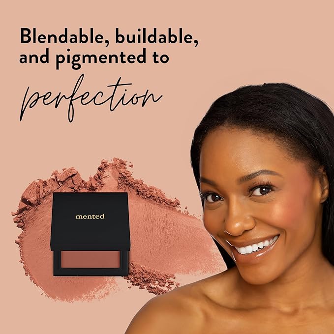 Mented Cosmetics Made in Italy, Cruelty Free Makeup, Vegan, Paraben Free, Shimmer Cheek Blush Palette for Face, Powder Face Blush for Women with Vitamin E, 0.2oz/7g, Berried Away