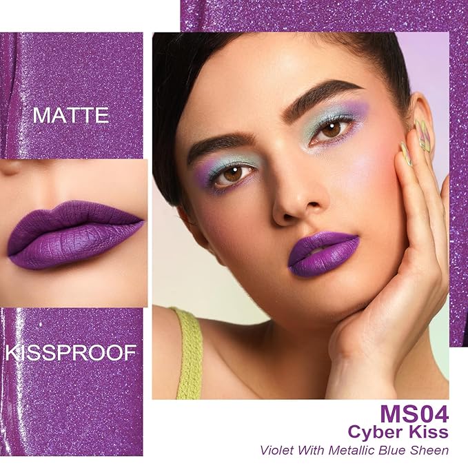 Oulac Matte Liquid Purple Lipstick for Women, Makeup Long Lasting High Impact Lip Color, Waterproof, Creamy Formula Lip stick with Vitamin E, Vegan & Cruelty-Free, 4.5ml (MS04)-Velvo Beauty