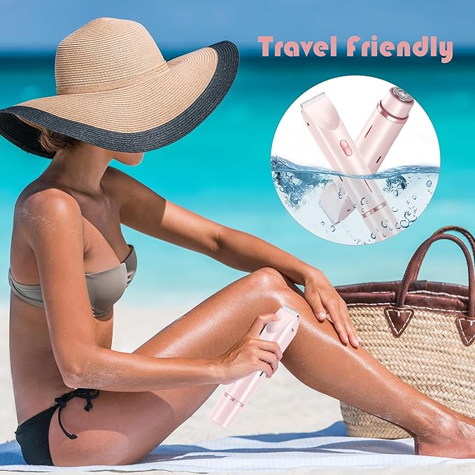 2-in-1 Women's Electric Shaver, Waterproof Cordless Bikini Trimmer & Body Razor, Dual Head Pain-Free Design, Pink Galaxy (2025)-Velvo Beauty