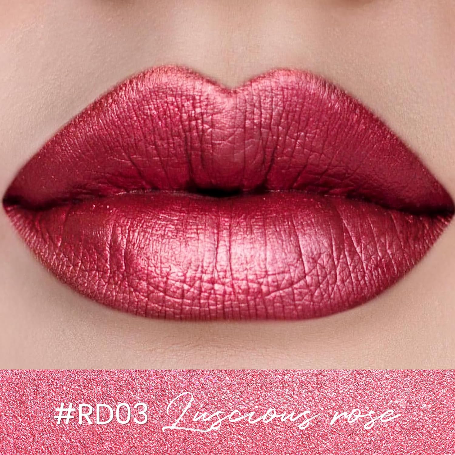 FOCALLURE Metallic Liquid Lipstick,Non Stick Cup Lip Gloss,High Impact Lip Color with Transfer-proof Wear,Long Lasting & Waterproof Lipstick Makeup for Women,RD03 LUSCIOUS ROSE-Velvo Beauty