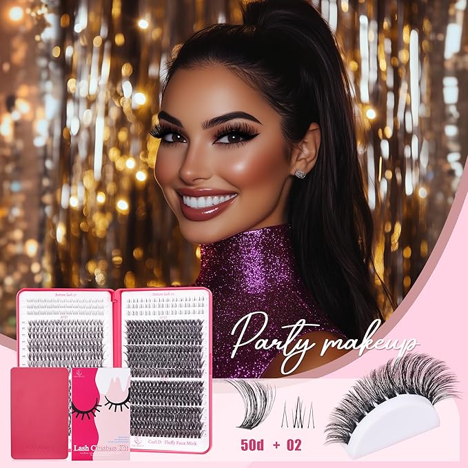 CCODDY Lash Clusters Kit - False Eyelash with Bottom Lashes - 748 Pieces - Black, Synthetic, Lightweight & Soft Fibers - D Curl Upper & 5-7MM Bottom - No Adhesives Included-Velvo Beauty