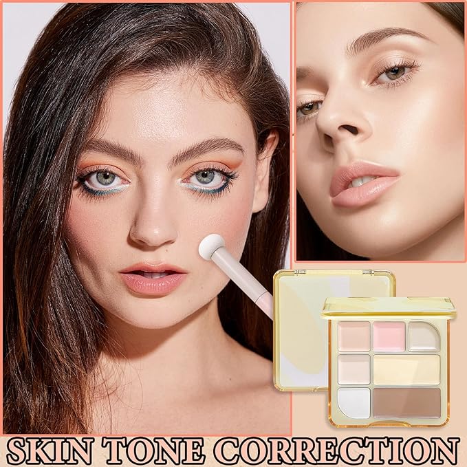 7 Colors Concealer Contour Palette,Correcting Concealer Makeup Palette 7 In 1 Contouring Foundation Cream Contour Palette for Redness,Dark Circles,Blemish,Acne(03#)-Velvo Beauty