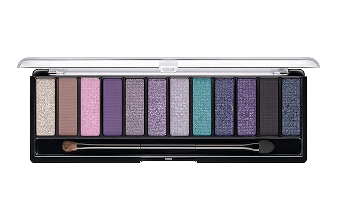 Rimmel London Magnif'Eyes Eyeshadow Palette, 12 Shades, Blendable Formula, Versatile, 008, Electric Violet, 0.5oz-Velvo Beauty